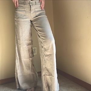SOLDFREE PEOPLE FP Wide-Leg Cream Linen Pants